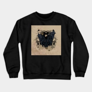 Awesome dark wolves with birds Crewneck Sweatshirt